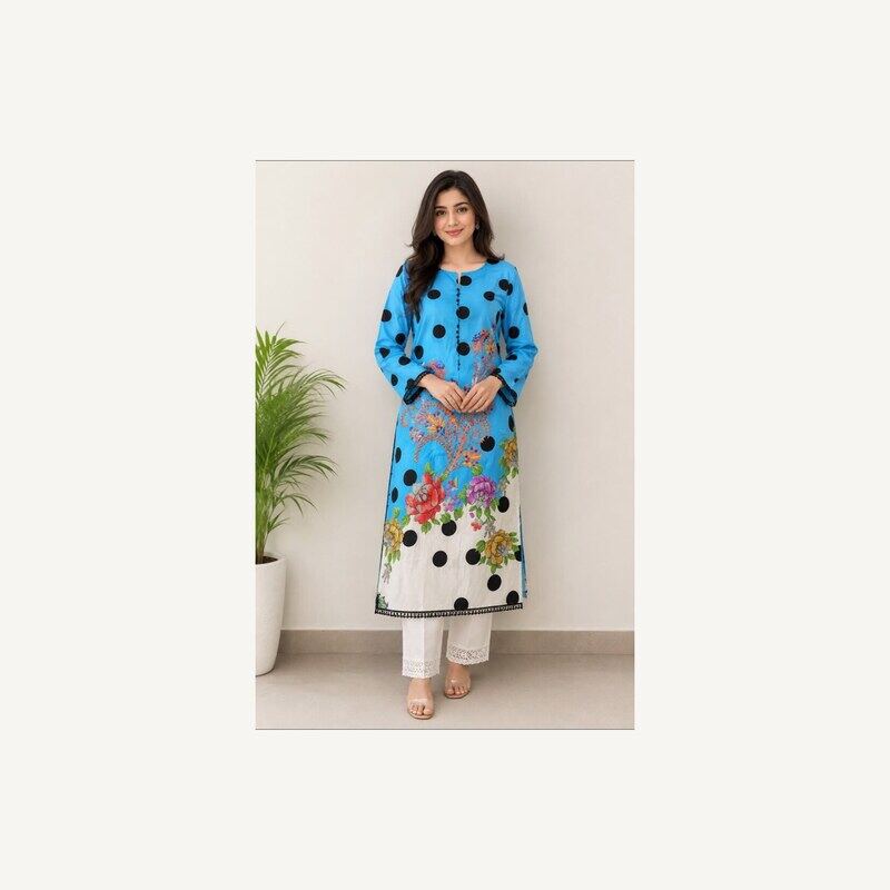 Blue Floral Printed Single Lawn STAN Shirt