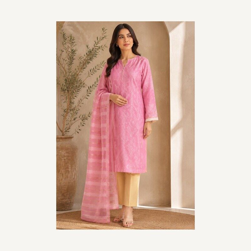 Pink Embroidered 3 Piece Lawn Suit